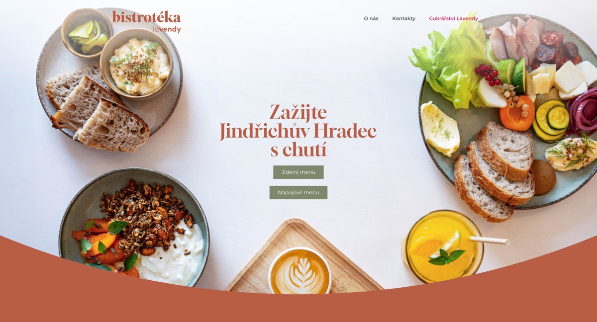 Ukázka webu Bistrotéka Lavendy – tvorba webu pro bistro a restauraci, Jindřichův Hradec