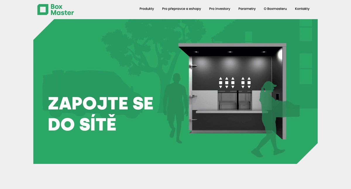 Ukázka webu BoxMaster – B2B prezentace sítě výdejních boxů, tvorba webů na míru