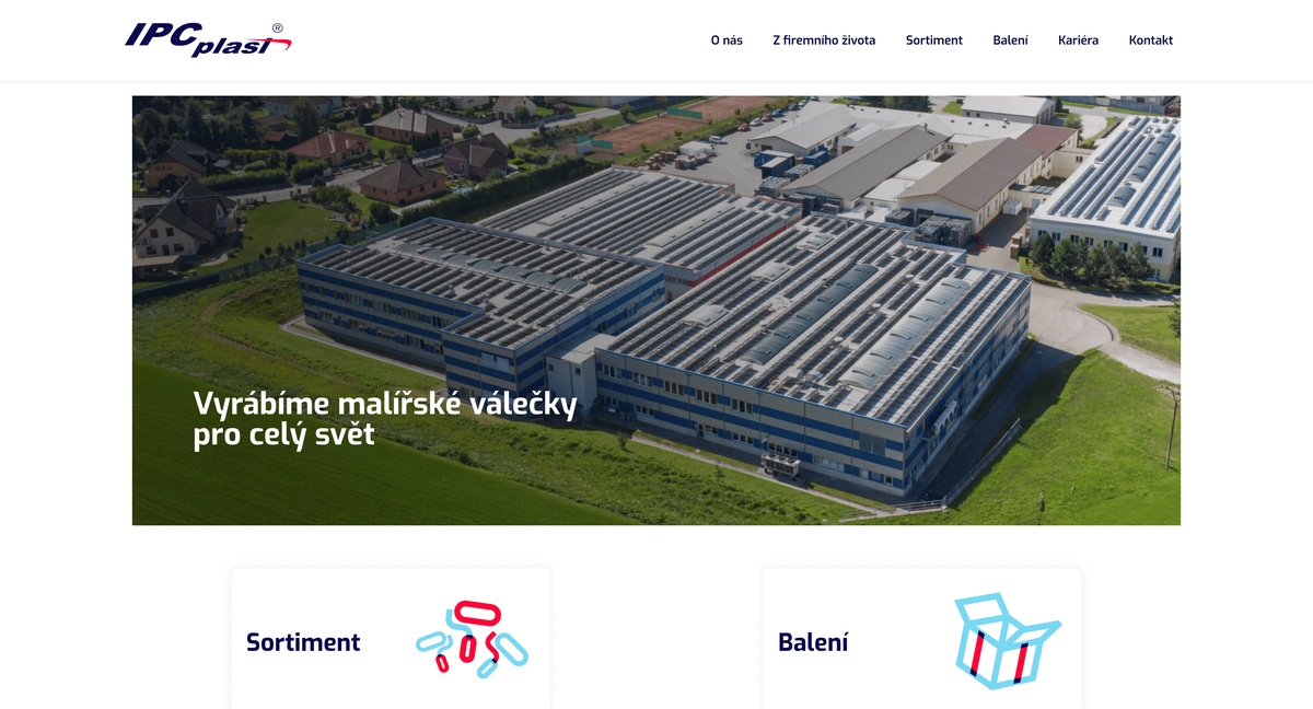 Ukázka webu I P C Plast – vícejazyčný firemní web výrobce malířských válečků | tvorba webů Jonas Kopp