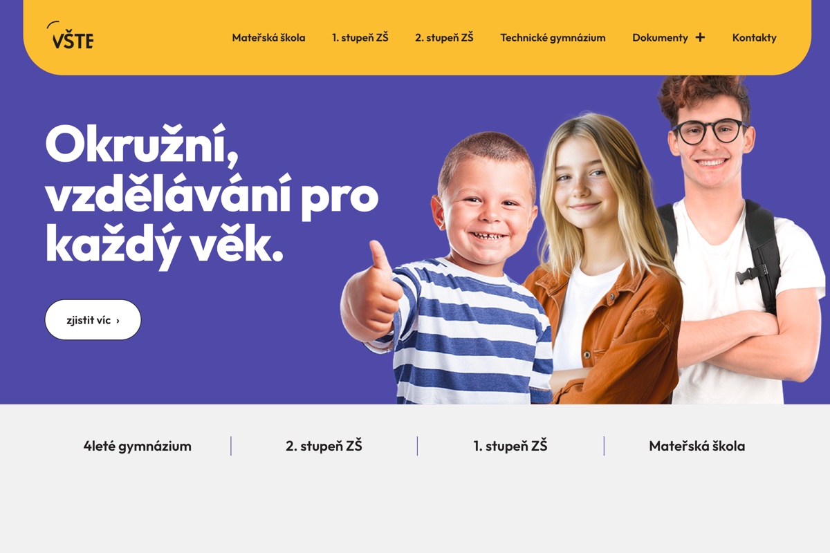 Vzdělání Okružní – Web školy na míru | Jonáš Kopp, tvorba webů Ukázka webu Vzdělání Okružní – web školy (MŠ, ZŠ a technické gymnázium) v Českých Budějovicích